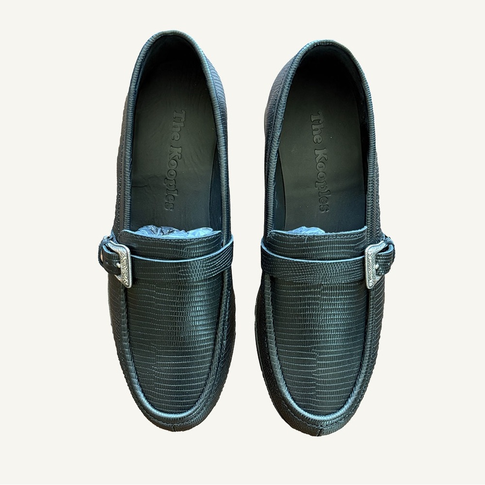 NIB The Kooples Leather Buckle Loafers Black Portugal 43 (Men 9.5)